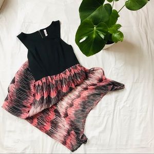 Sheer Coral & Black Maxi Dress